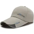 Men's khaki baseball cap with an extended brim for outdoor sun protection and sports - CAP Label Light Beige White Edge-Cloth Back