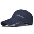 Durable navy blue baseball cap with an extended brim for enhanced outdoor sun protection - CAP Label Navy Blue-Cloth Back