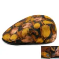 Elegante berretto da donna con motivo floreale a tulipano in tessuto jacquard - Stile Tulipano / Regolazione Posteriore a Pressione / Giallo Oro
