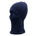Navy blue fleece-lined knit balaclava for winter outdoor skiing and thermal warmth protection - Single Hole Pullover Style / Navy Blue