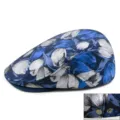 Coppola blu con motivo floreale da donna in elegante tessuto jacquard. - Stile Tulipano / Regolazione Posteriore a Pressione / Blu