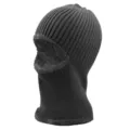 Thermal black knitted balaclava ski mask with ultra-thick warm fleece interior lining - Single Hole Pullover Style / Dark Gray