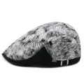 Berretto piatto da donna chic con paillettes in pizzo argento e fibbia regolabile - Regolabile 55-58cm / Stile con Paillettes a Righe / Fibbie di Regolazione Laterali / Nero