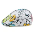 Elegante coppola estiva bianca da donna con ricami floreali colorati protezione solare - Regolabile 55-58cm / Stile Fiore / Regolazione Posteriore a Pressione / Bianco con Linee Nere