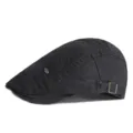 Classic black vintage beret duckbill cap for men and women with metal rivet detail - Adjustable for 55-59cm Head Circumference / FASHION Embroidery Style / Black