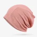 Lightweight pink waffle knit beanie for men and women breathable summer headwear - Lotus root pink