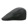 Classic British style retro dark grey woolen flat cap for winter warm outdoor wear - 56-58cm (Adjustable) / Black Grey Small Plaid