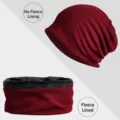 Conjunto de gorro granate y braga de cuello con forro polar de invierno - Estilo con Forro de Felpa / Burdeos