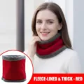 Winter red double-layer fleece-lined neck warmer for windproof outdoor protection - Red