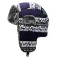 Purple argyle winter trapper hat with reindeer pattern and plush ear flaps - One Size (56-59cm) / Purple Plaid