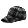 Cappellino da baseball in lana a quadri grigi per autunno e inverno - Regolabile (56-59cm) / Quadri Nero