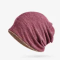 Berretto bordeaux in cotone a doppio strato stile slouchy per uomo e donna - Taglia Unica (Alta Elasticità) / Modello a doppia funzione con apertura superiore / Viola-Caffè