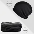 Conjunto de gorro de invierno y braga de cuello negro con opción de forro polar cálido - Estilo con Forro de Felpa / Negro