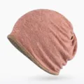 Berretto in cotone a doppio strato arancione-rosa per uomo e donna, stile autunno - Taglia Unica (Alta Elasticità) / Modello a doppia funzione con apertura superiore / Rosa-Caffè