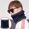 Fleece-lined winter neck warmer in dark blue for outdoor wind protection - Dark Blue
