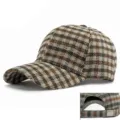 Cappellino da baseball in lana scozzese vintage con cinturino regolabile per l'inverno - Regolabile (56-59cm) / Quadretto - Caffè