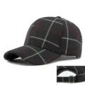 Cappello da baseball in lana a quadri neri con cinturino a fibbia regolabile invernale - Regolabile (56-59cm) / Plaid Grande - Nero
