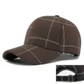 Cappellino da baseball classico in lana a quadri marroni per il calore invernale - Regolabile (56-59cm) / Plaid Grande - Caffè