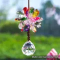 Multicolored crystal car hanging ornament featuring a faceted ball and vibrant bead flower - Crystal Ball Pendant Style / Colorful