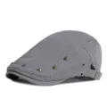 Vintage gray flat cap with decorative bronze rivets for men and women style Ivy cap - Adjustable for 55-59cm Head Circumference / With Ventilation Holes / Gray