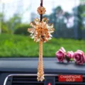 Elegant champagne gold crystal car hanging ornament for vehicle interior decoration - Long Tassel Style / Champagne Gold
