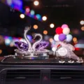 Elegant purple crystal swan car perfume ornament set with colorful balloon decoration - Plum Blossom Mat With Letter Bottle (No Feather Perfume Seat 2) / Purple Swan With Balloon