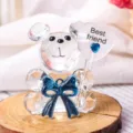 Cute crystal bear figurine holding a Best Friend heart with a blue bow tie accent - Blue Bowtie Bear (Friend)