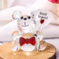Elegant crystal bear figurine with red bow tie holding Best Friend heart sign gift - Red Tie Bear (Friend)
