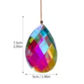 Detailed dimensions of multi-colored faceted K9 crystal sun catcher teardrop pendant - Grid (Approx 75*50mm)
