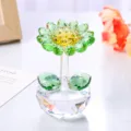 Detail view showing the faceted petals of a green crystal sunflower figurine for home decor - Sunflower Ornament / Yellow