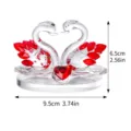 Elegant crystal swan couple ornament with red heart accents, dimensions 9.5cm x 6.5cm. - Red Swan Ornament / Red Swan Ornament