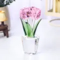 Elegante adorno de tulipán de cristal con pétalos rosas y base transparente - Tulipán Rosa