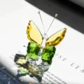 Yellow and green crystal butterfly figurine decorative ornament for home or car gift - Butterfly Design / Yellow With Green