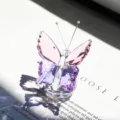 Exquisite purple and pink crystal butterfly ornament on faceted glass ball base - Butterfly Design / Pink and Purple