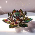 Colorful crystal lotus flower ornament, exquisite decorative craft for home and office desk. - Rainbow Lotus / Diameter 6