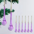 Elegantes adornos de gota de cristal púrpura para árbol de Navidad con cordones dorados - 1 Pieza / Púrpura