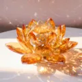 Amber crystal lotus flower ornament for home office desk decor and living room display. - Champagne Lotus / Diameter 6