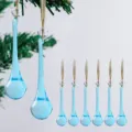 Juego de adornos navideños de cristal azul claro en forma de gota para árbol - 1 Pieza / Azul Claro