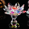 Portacandele a loto in cristallo colorato sfaccettato per meditazione - Colorato