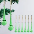 Adornos para el árbol de Navidad en forma de lágrima verde con cordones dorados - 1 Pieza / Verde Manzana