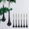 Elegantes adornos navideños en forma de lágrima negra con cuerdas doradas, set de 8 - 1 Pieza / Negro