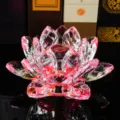 Crystal lotus flower ornament feng shui home decor table centerpiece pink glass crafts gift - Pink Lotus