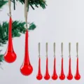 Elegante juego de adornos de árbol de Navidad en forma de lágrima roja con hilos - 1 Pieza / Rojo