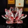 Exquisite crystal lotus flower ornament centerpiece for home office desk decor Chinese style sku - Red Lotus