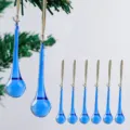 Elegante juego de adornos para árbol de Navidad en forma de gota de cristal azul vibrante - 1 Pieza / Azul