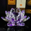 Crystal Lotus Flower Ornament Purple Crystal Figurine for Home Office Desk Decor Art. - Purple with Lotus