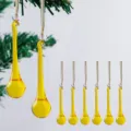 Elegantes adornos de lágrima de cristal ámbar para el árbol de Navidad, set de 6 uds - 1 Pieza / Amarillo