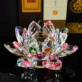 Crystal lotus flower figurine faceted crystal craft home office decor table centerpiece - Colorful Lotus