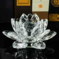Crystal lotus flower ornament, clear faceted crystal decorative craft for desktop home decor. - Transparent Lotus