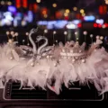 Luxury crystal swan and crown car dashboard ornament with elegant white feathers - White Swan + Decorative Crown + Feather Pad / White